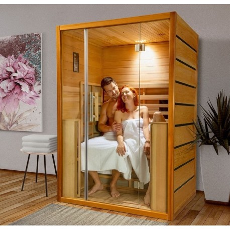 Paquete de sauna tradicional Sense de 4 asientos completo con estufa Harvia 4,5 kW - piedras y accesorios