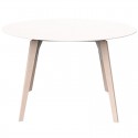 Table Ronde Vondom Faz Wood Plateau Blanc et Pieds Chêne Blanchis Diamètre 120cm H74cm