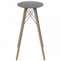 High Table Vondom Faz Wood Top Round Hpl Black and Feet Natural Oak Diameter 60 x H105cm