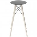 High Table Vondom Faz Wood Tray Black Round Hpl White with Bleached Oak Feet Diameter 50 x H105cm