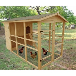 Grande pollaio da giardino in legno 8-12 galline Habrita 6,10m2 bi-body