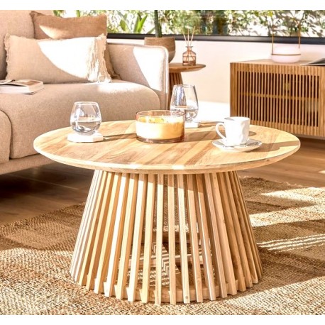 Tavolino d'appoggio in legno di teak naturale Jet 50 cm VeryForma