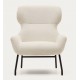 Fauteuil Lina en tissu bouclette blanche et acier VeryForma