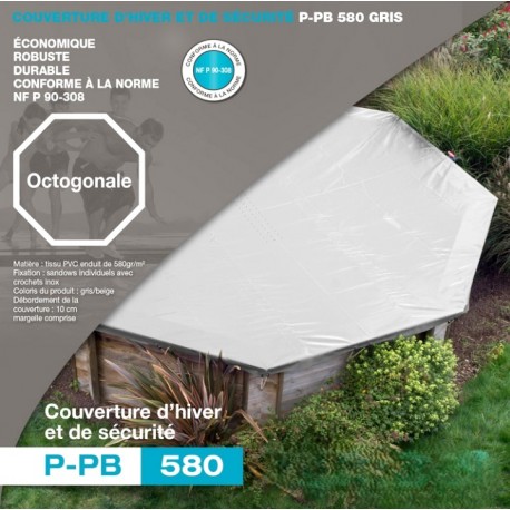 Winter cover for octagonal wooden pools 530 grey P-PB 580